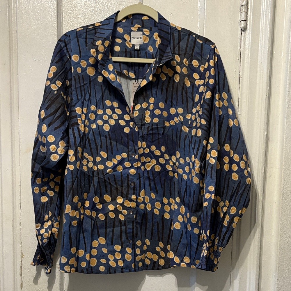 NIC+ZOE Blue and Gold Blouse